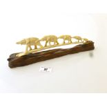 CARVED IVORY ELEPHANT BRIDGE L: 11.5” H: 3”