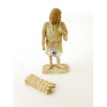 CARVED IVORY MAN H: APPROX 6”