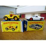 2 BOXED MATCHBOX VEHICLES - NO. 41 FORD G.T. RACING CAR AND NO. 72 STANDARD JEEP