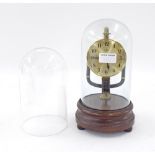 Bulle electric mantel clock, the 3.5" silvered dial under a glass dome and upon a stepped circular