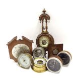Brass ship's bulkhead aneroid barometer, the 4.5" silvered dial inscribed A.T. Reynolds (Barnsbury),