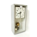 Electric Brillie wall clock, the 6" square dial with centre seconds sweep hand, within a light