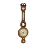 Rosewood five glass banjo stick barometer signed Evans, Welchpool, the 8" principal silvered dial