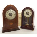 Mahogany Bulle electric mantel clock, the 6" silvered dial with skeletonised centre, within a lancet