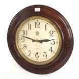 Ato Electrique 12" wall dial clock signed Charvet, Lyon, within a turned stained wooden surround
