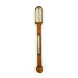 Oak stick barometer/thermometer, the angled ivorine scale signed J.H. Steward, 406 & 66 Strand &