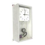 Brillie electric wall clock, the 6" square cream dial with centre seconds, within a light grey