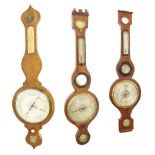 Three various mahogany banjo barometers, all in need of restoration (3)