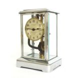 Chrome four glass electric mantel clock, the 3.25" silvered dial inscribed Bulle Clockette,