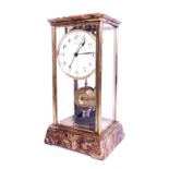 Good four glass electric mantel clock, the 5" convex cream dial signed L. Bardon with centre seconds