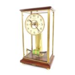 Bulle-Clock four glass electric mantel clock, the 5" cream dial with skeletonised centre, within a