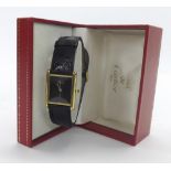 Must de Cartier Tank silver-gilt wristwatch, ref. 6.111852