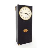 Magneta one-minute electric master clock, the 6.5" cream dial within a blackened metal case, 21.5"