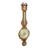Mahogany four glass banjo barometer signed P. Guisani, Wolverhampton, the 10" silvered dial within
