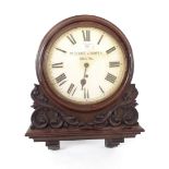 Mahogany 12" wall dial clock signed Pleasanse & Harper, Bristol, within a turned surround over