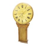 Interesting old pine and oak English tavern clock, the 24" dial signed Harris & Son, Bath within a