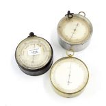 Brass cased circular pocket barometer, the 4.25" silvered dial signed Callaghan & Co, 23 New Bond