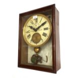 Electrique Brillie wall clock, the 9" dial with subsidiary seconds and recessed pierced brass dials,