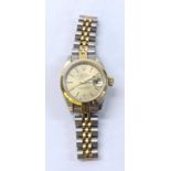 Rolex Oyster Perpetual Datejust gold and stainless steel lady's bracelet watch