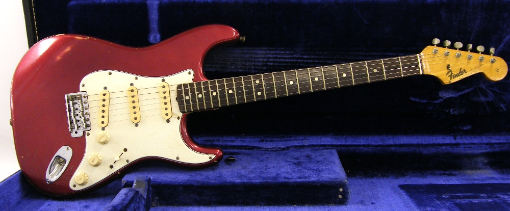 1965 Fender Stratocaster electric guitar, made in USA, ser. no. L9xxx6, candy apple red Clive