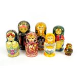 Seven Russian dolls, all signed to the base (7)