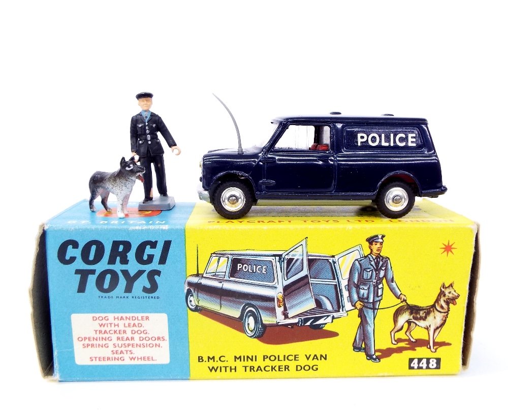 Corgi Toys - B.M.C. Mini Police Van with tracker dog, 448, boxed
