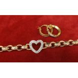 (201600109-1-A) 9ct bracelet, 18.7gm; also a pair of 9k earrings, 3gm