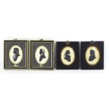 Four various silhouette profile miniatures, framed (4)