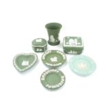 Small selection of assorted Wedgwood green Jasper Ware