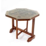 Decorative Oriental carved folding occasional octagonal table