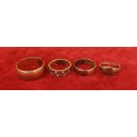 (201600185-1-A) Four 9ct rings, 17.7gm (4)