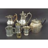 Small selection of silver plated ware to include teapot, coffee pot and water jug; together with