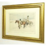 After Garay (19th/20th century) - Soldiers and their horses in a winter landscape, horse drawn