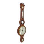 19th century mahogany boxwood inlaid five glass banjo barometer, signed C. Camozzi, Bicester