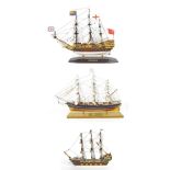 Three scale model ships to include The Cutty Sark and Sovereign of the Seas (3)