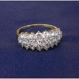 9ct three row cz dress ring, ring size P