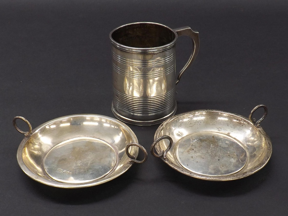 William IV silver christening tankard, maker John Henry & Charles Lias, London 1836, 3" high, 3.5"