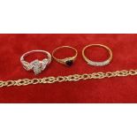 (201600171-1-A) 18k diamond half eternity ring, 18k white gold diamond and gem set ring, 9ct ring