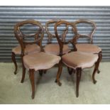 Set of five Victorian balloon back dining chairs