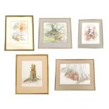 Geraldine Siggs (20th century) - Five various watercolours of the natural world, signed, various