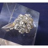 Impressive 18ct white gold diamond cluster ring, round brilliant-cut, 2.15ct approx, centre stone