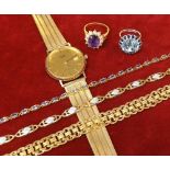 (201600217-1-A) Assorted jewellery to include a Rotary 9ct bracelet watch, 47.6gm, 9ct bracelet,