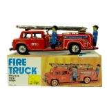 Chinese 'Fire Truck' tinplate toy with friction and siren, original box