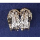 Fine pair of platinum and diamond hoop earrings, set with round brilliant-cut diamonds, estimated