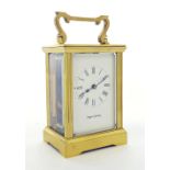 Contemporary Mappin & Webb eight day carriage clock timepiece, 6" high (key)