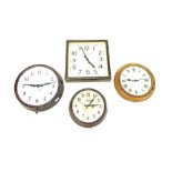 Camerer Cuss & Co 12" square slave dial wall clock; also three other various circular slave dial