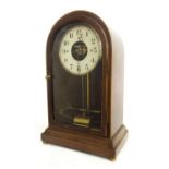 Bulle Patent electric mantel clock, the 4.5" silvered dial with skeletonised centre inscribed H.C.