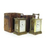 Matthew Norman of London carriage clock timepiece, within a corniche brass case, 6" high; also