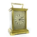 Good giant English repeating double fusee carriage clock striking on a gong, the silvered