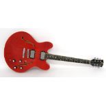 Mark Griffiths' Ryder 335 style electric guitar, red finish, electrics in working order, condition
